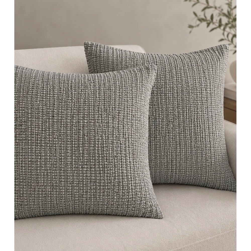 Pottery Barn Honeycomb Waffle Weave Cotton 2 Pillow Shams 26x26 Gray coastal